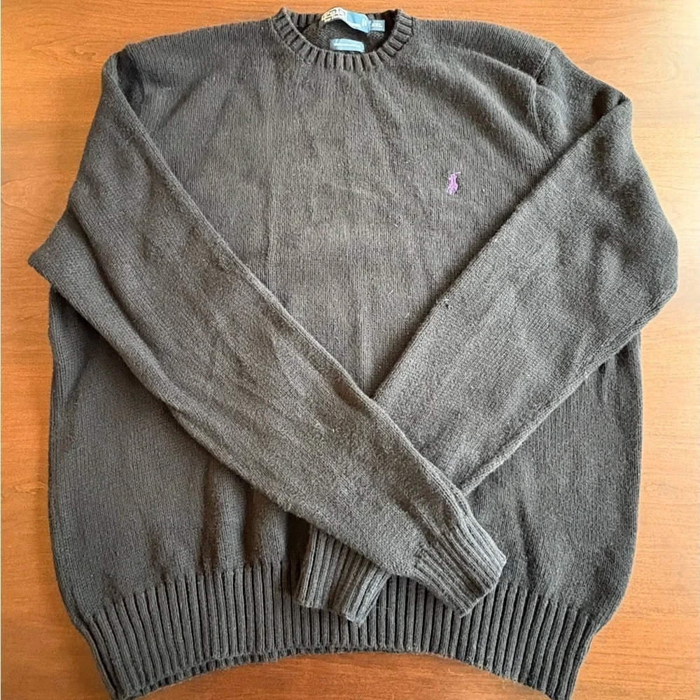100% cotton polo Ralph Lauren Mens black Heavy Crew Neck Sweater XXL classic